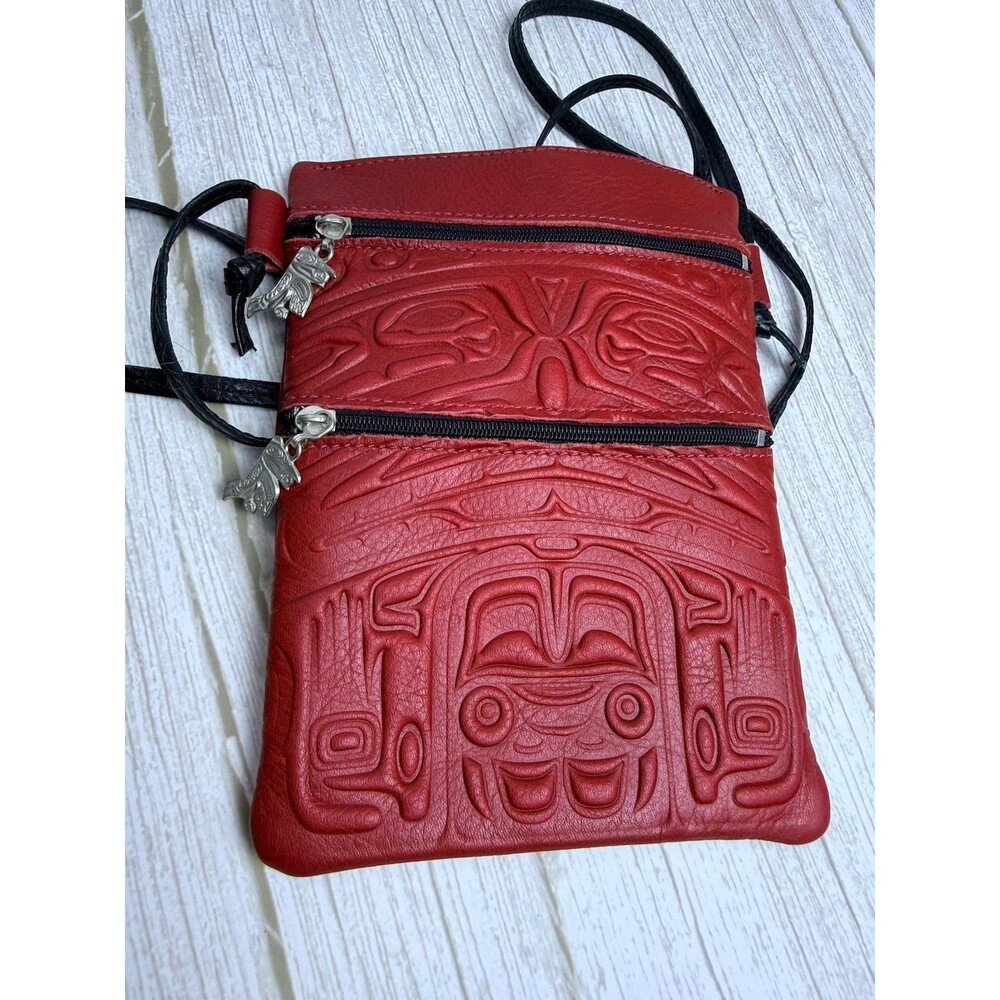 Spirit Of The Wild Bag Crossbody Shoulder Red Embossed Leather Made In Canada